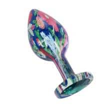 Анальная пробка Kanikule S, разноцветная с зеленым кристаллом