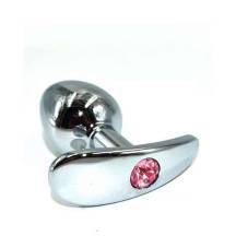 Анальная пробка для ношения Kanikule Small, серебристая с нежно-розовым кристаллом