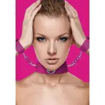 Ошейник с наручниками OUCH! розовый