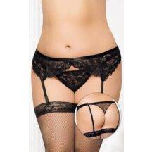 Пояс для Чулок и Стринги Soft Line кружевные черные, XL-XXXL