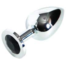 Анальная пробка c черным камнем Drop Stimulant Black Tourmaline TOYFA Metall  серебряный