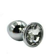 Анальная пробка Kanikule Small, серебристая с бесцветным кристаллом. Нет в наличии Анальная пробка Kanikule Small, серебристая с бесцветным кристаллом