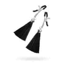 Зажимы на соски «прищепки» с кисточками из шелка Pecado BDSM, металл, черный. Нет в наличии Зажимы на соски «прищепки» с кисточками из шелка Pecado BDSM, металл, черный