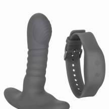 Фрикционный вибромассажер простаты с ротацией и пультом ДУ CalExotics Eclipse Thrustining Rotator, серый