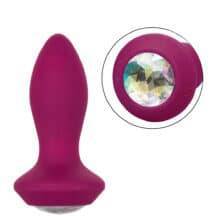 Анальная вибропробка CalExotics Power Gem Petite, фиолетовая с разноцветным кристаллом. Нет в наличии Анальная вибропробка CalExotics Power Gem Petite, фиолетовая с разноцветным кристаллом