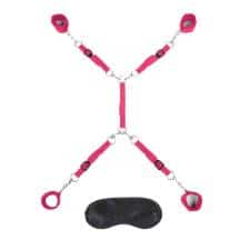 Набор для фиксации на кровать Lux Fetish Bed Spreader с маской на глаза, розовый Набор для фиксации на кровать Lux Fetish Bed Spreader с маской на глаза, розовый