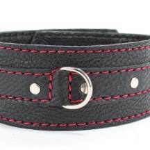 Ошейник с красной строчкой и заклепками BDSM Арсенал XL, черный