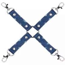 Крестообразный фиксатор Shots Ouch! Roughend Denim Style для оков, синий