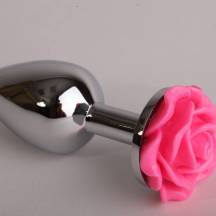 Анальная пробка с розой 4sexdream, 7,6 см, фуксия