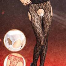 Ажурные Колготки Soft Line  с доступом в шагу, черные II