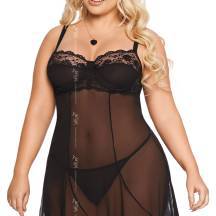 Ночная сорочка и стринги SoftLine Collection Carla XXL, черные. Нет в наличии Ночная сорочка и стринги SoftLine Collection Carla XXL, черные