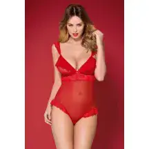 Боди Obsessive 863-TED-3 teddy, Красный, S/M