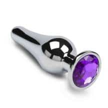 Маленькая анальная пробка Пикантные Штучки с фиолетовым кристаллом, графит, 8.5 см