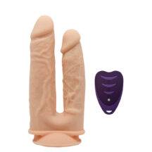 Фаллоимитатор двойной с вибрацией и пультом ДУ Adrien Lastic SileXD Model 1 19.5 и 17.5 см, телесный 
