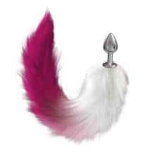 Анальная пробка Lola Games Diamond Galaxy, серебристая с розово-белым хвостом