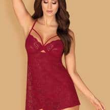 Сорочка Obsessive Ivetta babydoll, Бордовый, L/XL