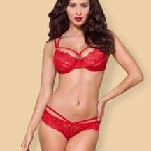 Кружевной комплект с эластичными лентами красный, S/M