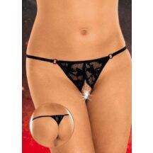 Стринги Soft Line с доступом, с ниткой из бусин черные, XL