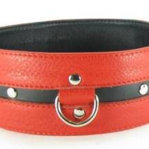 Ошейник из кожи черно-красный увеличенного размера