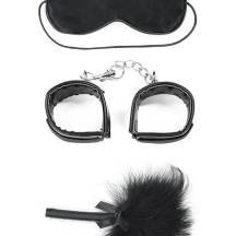 Набор БДСМ LoveToy Deluxe Bondage Kit с пуховкой 3 предмета, черный