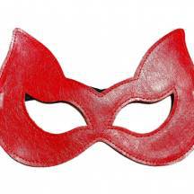 Маска-кошка двухсторонняя БДСМ Арсенал искусственная кожа, красный-черный