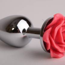 Анальная пробка с розой 4sexdream, 8 см, красный