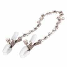 Зажимы для сосков с цепочкой с кристаллами CalExotics Nipple Play, серебристый/белый. Нет в наличии Зажимы для сосков с цепочкой с кристаллами CalExotics Nipple Play, серебристый/белый