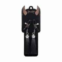 Зажимы на соски «прищепки» с кисточками из замши Pecado BDSM, металл, черный. Нет в наличии Зажимы на соски «прищепки» с кисточками из замши Pecado BDSM, металл, черный