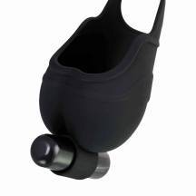 Чехол для мошонки с эрекционным кольцом и вибрацией Erotist Attraction, чёрный