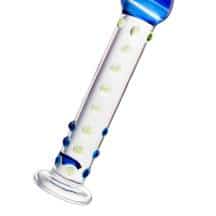 Стимулятор Sexus Glass с точками и синей головкой, бесцветный, 18 см