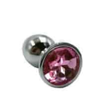 Анальная пробка Kanikule Medium, серебристая с нежно-розовым кристаллом. Нет в наличии Анальная пробка Kanikule Medium, серебристая с нежно-розовым кристаллом