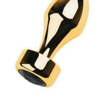 Анальная пробка ToyFa Metal с кристаллом цвета турмалин 10,8 см, золотистый