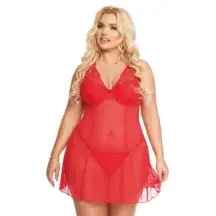 Комбинация и стринги SoftLine Collection Berta, красный, XXXL