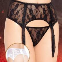 Пояс для Чулок и Стринги Soft Line черные, S/M