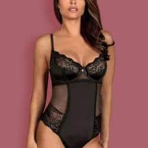 Боди Obsessive Amallie teddy, Чёрный, S/M