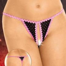 Стринги Soft Line с доступом, черно-розовые, XL