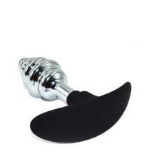 Анальная ребристая пробка для ношения Kanikule Small с силиконовым ограничителем, серебристая