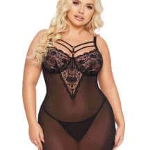 Комбинация и стринги SoftLine Collection Aldona, черный, XL