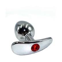 Анальная пробка для ношения Kanikule Small, серебристая с красным кристаллом