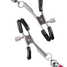 Зажимы на соски «прищепки» с кисточками из замши Pecado BDSM, металл, фуксия