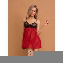 Бэби-долл с кружевным лифом Le Frivole Muse L-XL, красный