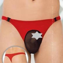 Трусы-стринги мужские с вставкой из сеточки красные M/L. Нет в наличии Трусы-стринги мужские с вставкой из сеточки красные M/L