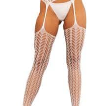 Чулки с поясом и рисунком-ёлочкой Amor EL S/L, белые. Нет в наличии Чулки с поясом и рисунком-ёлочкой Amor EL S/L, белые