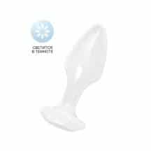 Акриловая анальная пробка Toyfa, светящаяся в темноте, 8 см, белый