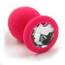 Анальная пробка из силикона с прозрачным кристаллом Kanikule, розовая