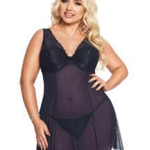 Комбинация и стринги SoftLine Collection Berta, синий, XXXL