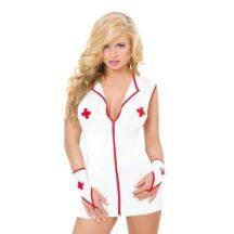 Костюм медсестры SoftLine Collection Sister (платье и перчатки), бело- красный, M/L