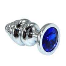 Анальная пробка ребристая Kanikule Medium, серебристая с синим кристаллом . Нет в наличии Анальная пробка ребристая Kanikule Medium, серебристая с синим кристаллом