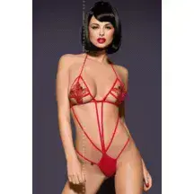 Боди Obsessive Luiza Teddy, размер S/M, цвет красный