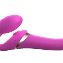 Страпон с вибрацией и вакуумной стимуляцией Strap-on-me Multi Orgasm с ДУ M, розовый